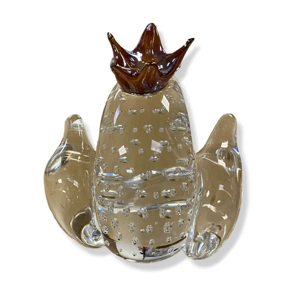 $440 Global Views Clear Handmade Glass Frog Prince Decorative Accent Figurine